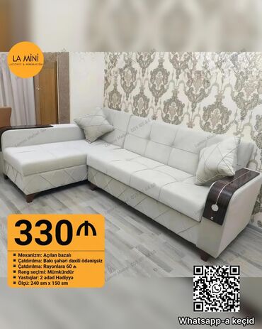 Divanlar: Künc divan, Açılan, Bazalı, Parça, Şəhərdaxili pulsuz çatdırılma