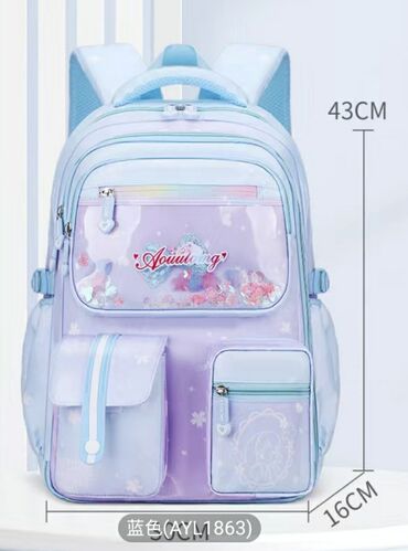 Туристические рюкзаки: Фиолетовый, розовый, голубой детский рюкзак с изображением персонажей — 10