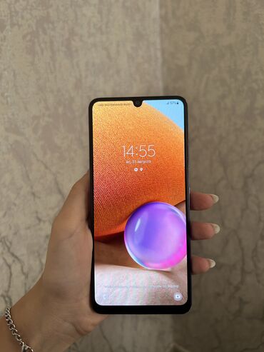 Samsung Galaxy A32, 64 ГБ, цвет - Фиолетовый, Отпечаток пальца, Кнопочный, Две SIM карты