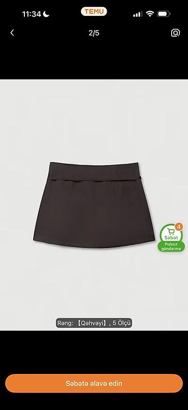 Mini: Temudan alınıb,xanımlar üçün qısa ətək,S razmerə uyğundur,qəhvəyi — 2