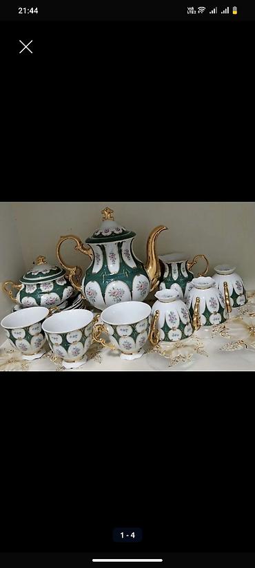 bohemıa: Çay dəsti, rəng - Yaşıl, Farfor, Bohemia, Çexiya — 1