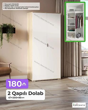 skaf: 2 qapılı geyim dolabı - Ölçü: 47×200×90 sm - Material: 18 mm laminat — 1