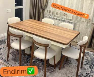 Masa və oturacaq dəstləri: Qonaq otağı üçün, Yeni, Açılmayan, Oval masa, 6 stul — 1