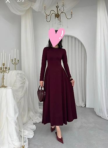 bordo şalvar: Bordo rəngdə zərif maxi don - Model: Uzun, A-kəsimli, qol-boyu uzun — 1