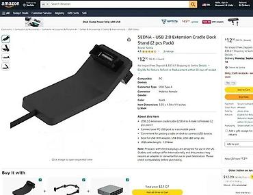 Doking stanice: SEDNA USB 2.0 Extension Cradle Dock Stand - Tip konektora: USB Type‑A — 3