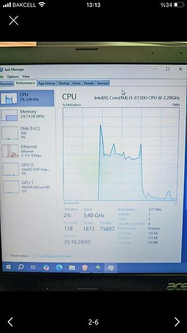 acer i3: Acer noutbuk – texniki göstəricilər - Prosessor: Intel Core i3-8130U — 3
