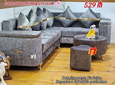 Divan və masa dəstləri: Yeni, Künc divan, Qonaq otağı üçün, Açılan — 1