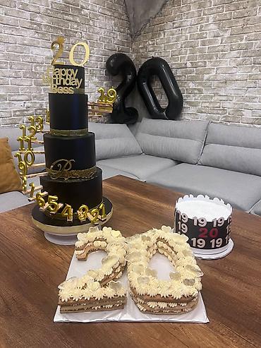 байрам тортлари: Tematik Maket “20 yaş” tort dəsti - Üçmərtəbəli xüsusi dizayn tort — 2