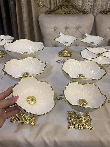 Qab-qacaq və mətbəx ləvazimatları: Lüks süfrə qabları dəsti - Material: keramik/porcelan üst hissələr — 4