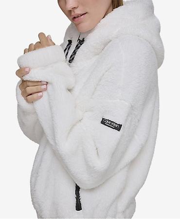 Şəxsi əşyalar: Calvin Klein Performance qadın xəz-effektli kapüşonlu svitşört/jaket — 1