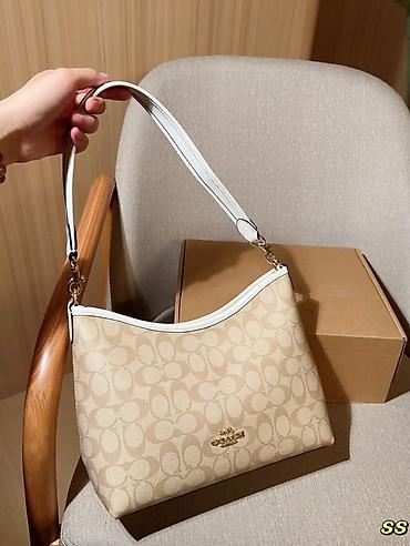 лом золото: Сумка Coach Shoulder Bag, бежевый монограмный принт Signature C - — 2