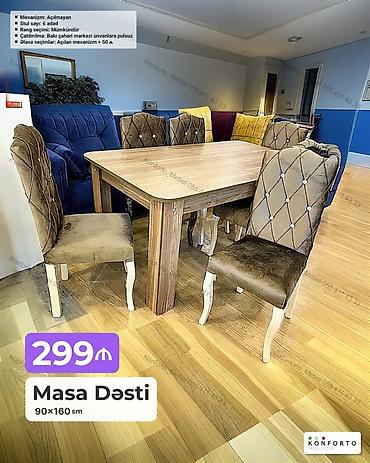 Masa Dəsti – 90×160 sm - Mexanizm: Açılmayan - Stul sayı: 6 ədəd - lalafo.az -da Masa Dəsti – 90×160 sm - Mexanizm: Açılmayan - Stul sayı: 6 ədəd -