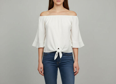 biała bluzka z krótkim rękawem reserved: Women's blouse, size L