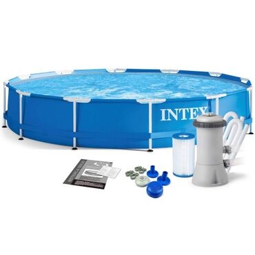 средство для бассейна: Бассейн каркасный INTEX + фильтр-насос 220В, 3,66х0,76 м (28212)