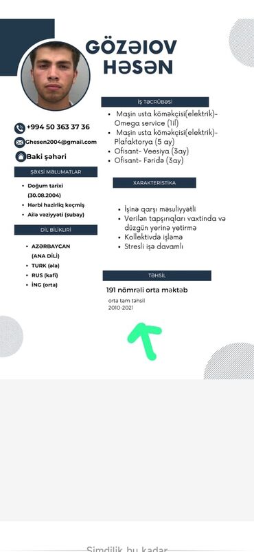 sumqayitda iş elanlari 2021: Salam 20 yasim var hərbi xitmətdən yeni gəlmisəm is axtariram gundəlik