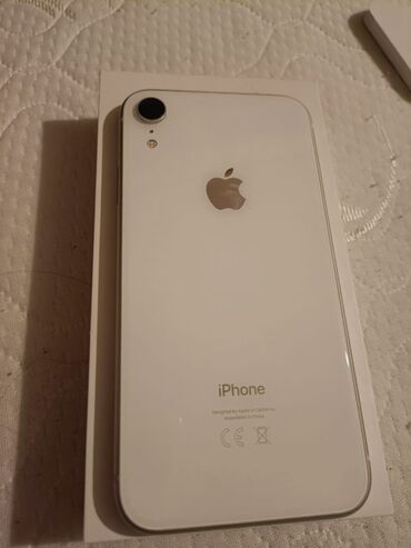 обмен на стрим: IPhone Xr, Б/у, 64 ГБ, Белый, Чехол, Коробка, 80 %