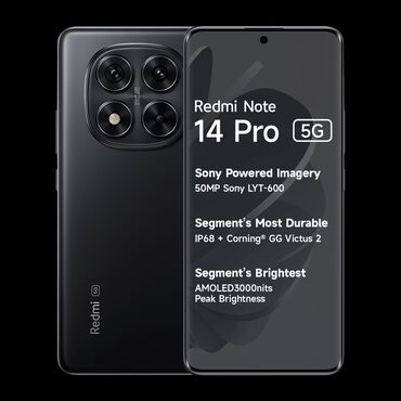 Redmi: Redmi, Redmi Note 14 Pro, Новый, 256 ГБ, цвет - Черный, 2 SIM