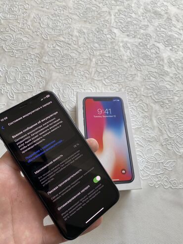 оригинал переходник на айфон: IPhone X, Колдонулган, 256 ГБ, Space Gray, Коргоочу айнек, 78 %