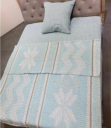 Комплекты постельного белья: Комплект постельного белья с принтом клетку, выполненный в синих и — 15