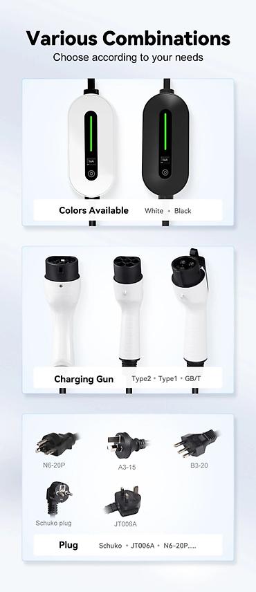 Avtomobil üçün alətlər: 3.5 kW / 16A Maks EV Şarj Cihazı (daşımalı) - Cərəyan tənzimlənməsi — 9