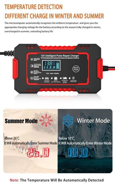 Auto oprema: Inteligentni PUNJAČ akumulatora 12v 6A, LCD displej • Kapacitet — 10