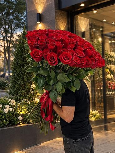 ucuz gul buketleri: 101🌹 Exclusive Böyük ölçülü qırmızı qızılgül - Təzə, iri başlı — 1