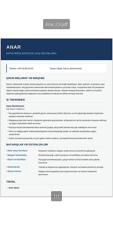 gunluk is elanları bakı: Satış məsləhətçisi, Kişi, 28 yaş, 1 ildən az təcrübə, Geyim və aksesuarlar — 2