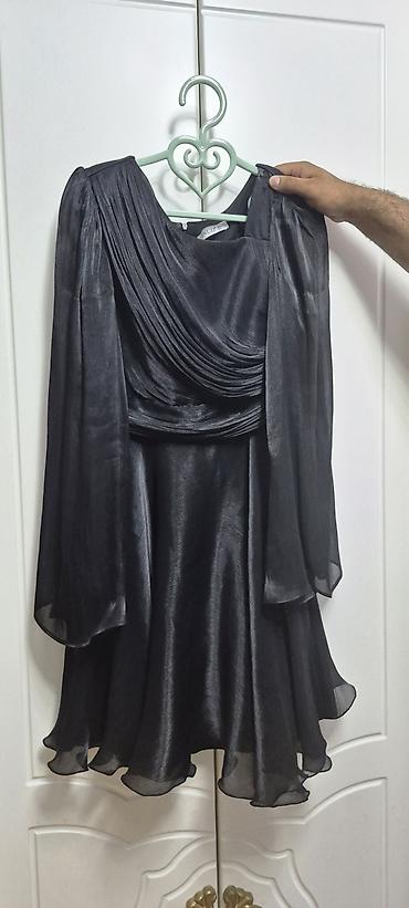 Qara rəngli zərif şifon don - Material: yüngül, axıcı şifon/parıltılı