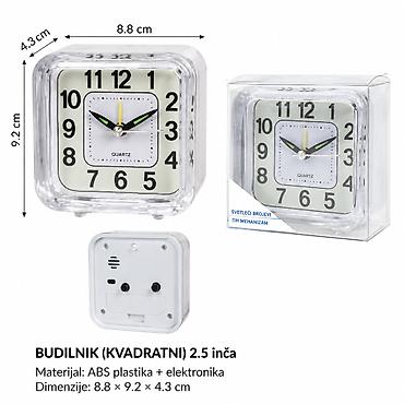 KMT ABS kristalni kvadratni alarm sat 2.5 inča (SKU: 2001611)