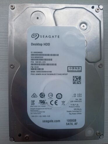 Жесткие диски, переносные винчестеры: Накопитель, Б/у, Seagate, HDD, 1 ТБ, 3.5", Для ПК