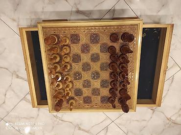 Şahmatlar: Əl işləri şahmat dəsti - Material: tamamilə ağacdan hazırlanmış lövhə — 2