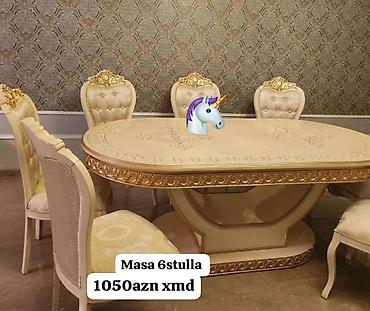 стул металлический: Zərif klassik üslublu yemək dəsti: - Oval formalı, oymalı və qızılı — 1