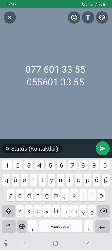 işlənmiş telefonlar: Nömrə: ( 077 ) ( 6013355 ), İşlənmiş