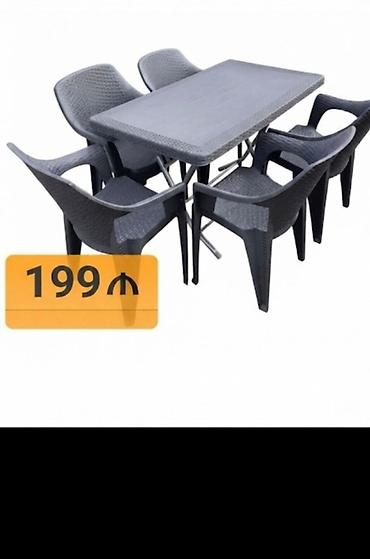 stul restoran: Yeni, Kvadrat masa, 6 stul, Qatlanan, Stullar ilə, Həsir toxunuşlu, Türkiyə — 5