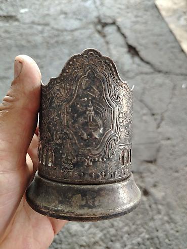 Süfrə aksesuarları: Antik metal stəkanaltı (podstakannik) - Material: metal ərintisi - — 5