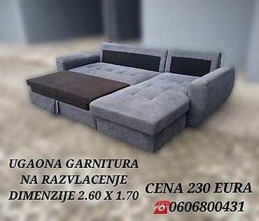 Ugaone garniture: Ugaona garnitura na razvlačenje - Dimenzije: 2.60 x 1.70 m - Siva — 8