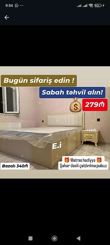 taxt ici: Yeni, İkinəfərlik çarpayı, Matras ilə — 1