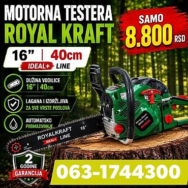 Alati i mašine: Motorna testera ROYAL KRAFT – Ideal+ Line - Dužina vodilice: 16” (40 — 1