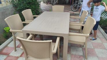 masa desti: Новый, Прямоугольный стол, 6 стульев, Нераскладной, Со стульями, Плетеный, Турция