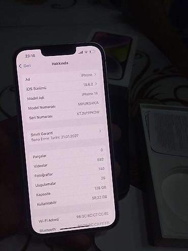 Apple iPhone: IPhone 14, Ağ, Face ID — 5