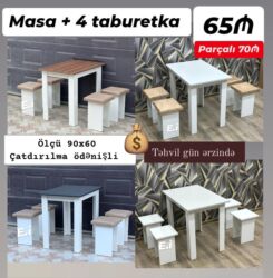 Masa və oturacaq dəstləri: Yeni, 4 stul