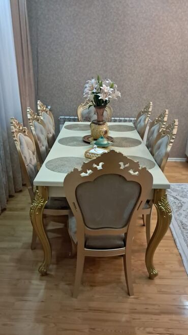 stol stul ikinci el: Для гостиной, Б/у, Квадратный стол, 8 стульев