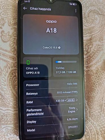 Mobil telefonlar: Oppo A18, 128 GB, rəng - Qara, Barmaq izi — 2