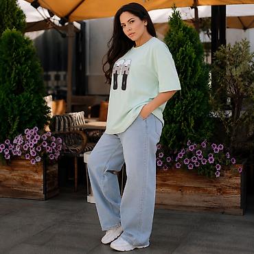 женские футболки: Футболка, Оверсайз, Турция, Хлопок, Новый, 3XL, 4XL, 5XL — 4