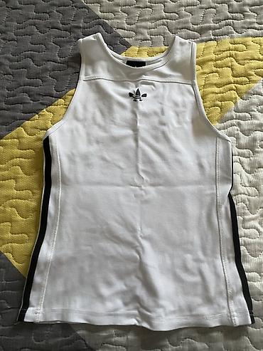kohne adidas: Ağ rəngli idman maykası/singlet - Sinədə kiçik loqo detayı - Yan — 1