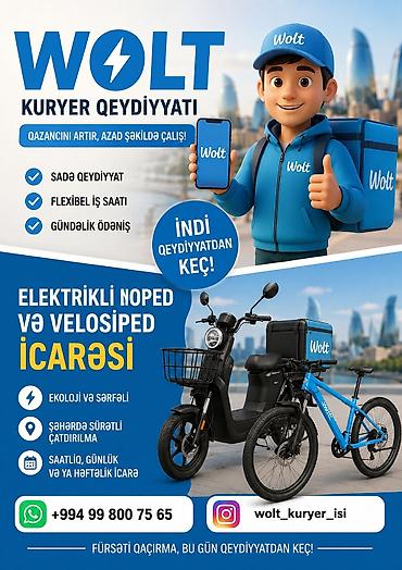 Əməkdaş axtarışı (vakansiyalar): Moto-kuryer tələb olunur, Ayda 2 dəfə ödəniş, Təcrübəsiz — 1