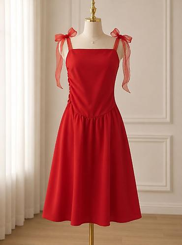 кызыл кия кыз: Күнүмдүк көйнөк, Кытай, Жай, Кыска модель, M, L, XL — 1