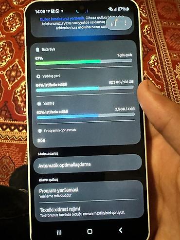samsung laptop: Samsung Galaxy A34 5G, 128 GB, rəng - Yaşıl, Barmaq izi — 3