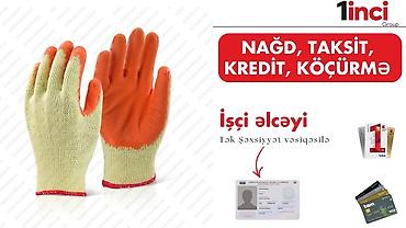 İşçi əlcəyi - Material: möhkəm toxunmuş parça, ovuc və barmaq hissəsi