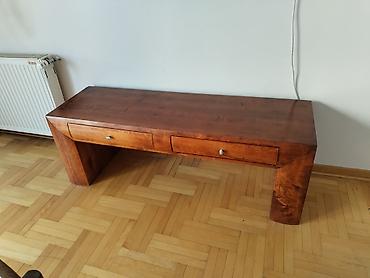 Masivni drveni sto/konzola sa dve fioke - Materijal: puno drvo sa